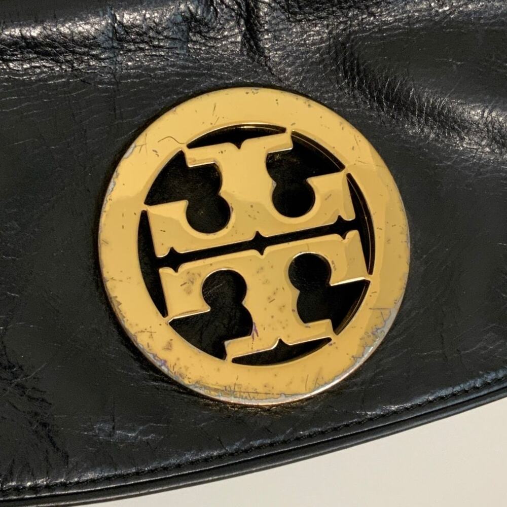 Tory Burch Reva Black Leather Detachable Gold Chain Crossbody Clutch - Picture 3 of 10